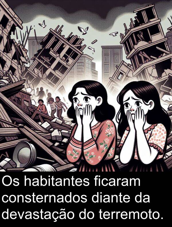 terremoto: Os habitantes ficaram consternados diante da devastação do terremoto.