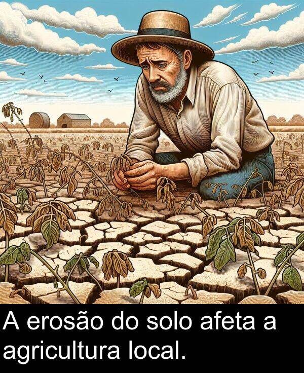 solo: A erosão do solo afeta a agricultura local.