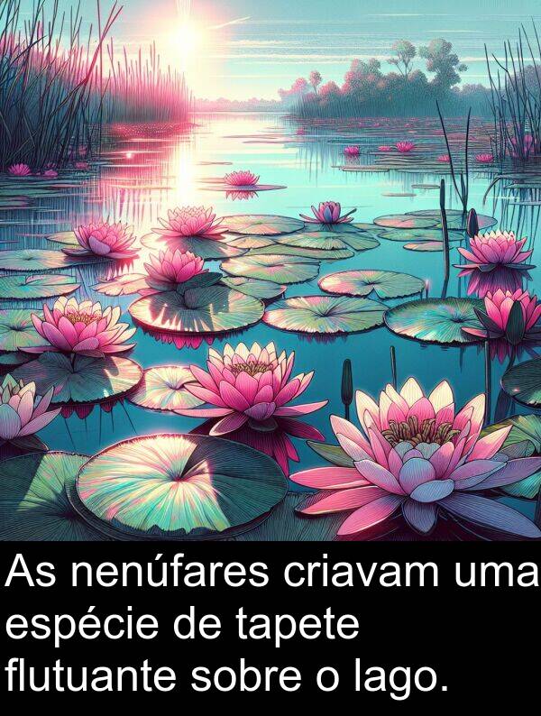 nenúfares: As nenúfares criavam uma espécie de tapete flutuante sobre o lago.