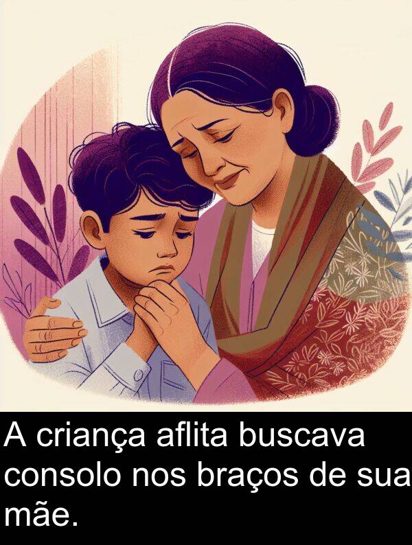 mãe: A criança aflita buscava consolo nos braços de sua mãe.