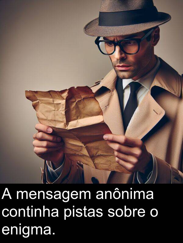 continha: A mensagem anônima continha pistas sobre o enigma.
