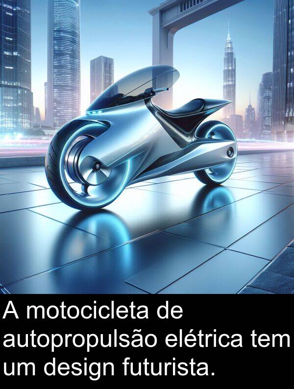 motocicleta: A motocicleta de autopropulsão elétrica tem um design futurista.