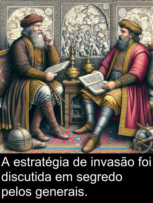 generais: A estratégia de invasão foi discutida em segredo pelos generais.
