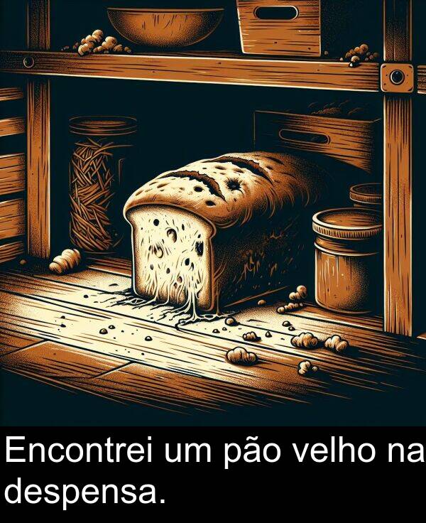 pão: Encontrei um pão velho na despensa.