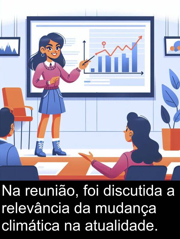 climática: Na reunião, foi discutida a relevância da mudança climática na atualidade.