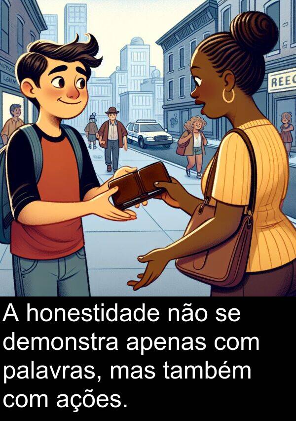 palavras: A honestidade não se demonstra apenas com palavras, mas também com ações.