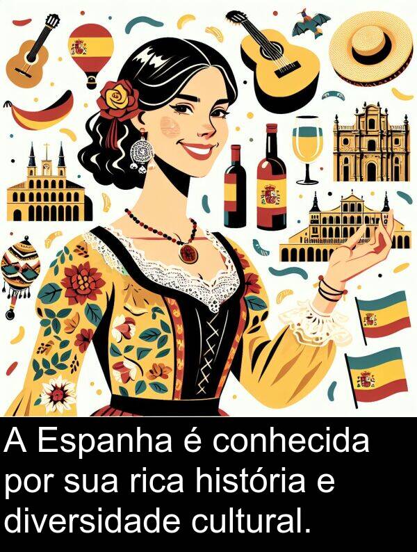 conhecida: A Espanha é conhecida por sua rica história e diversidade cultural.