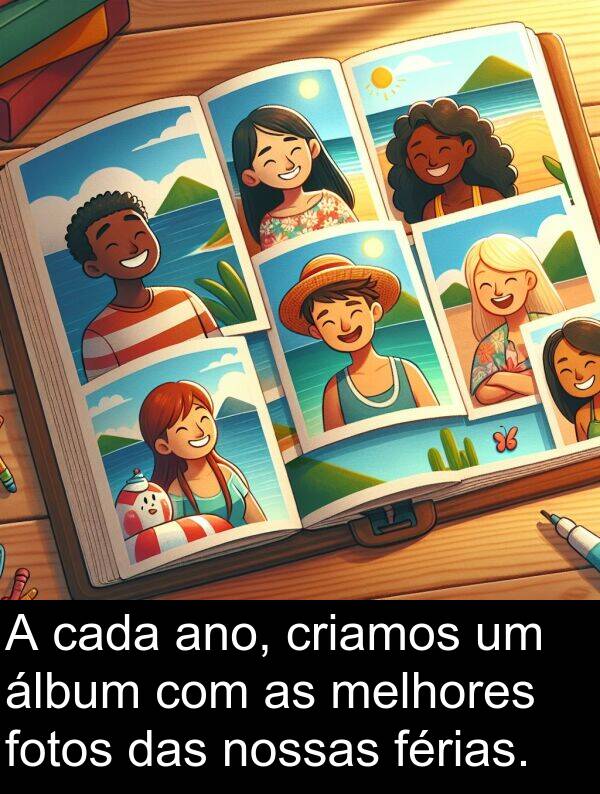 melhores: A cada ano, criamos um álbum com as melhores fotos das nossas férias.