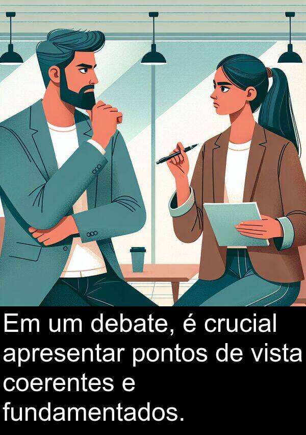 pontos: Em um debate, é crucial apresentar pontos de vista coerentes e fundamentados.