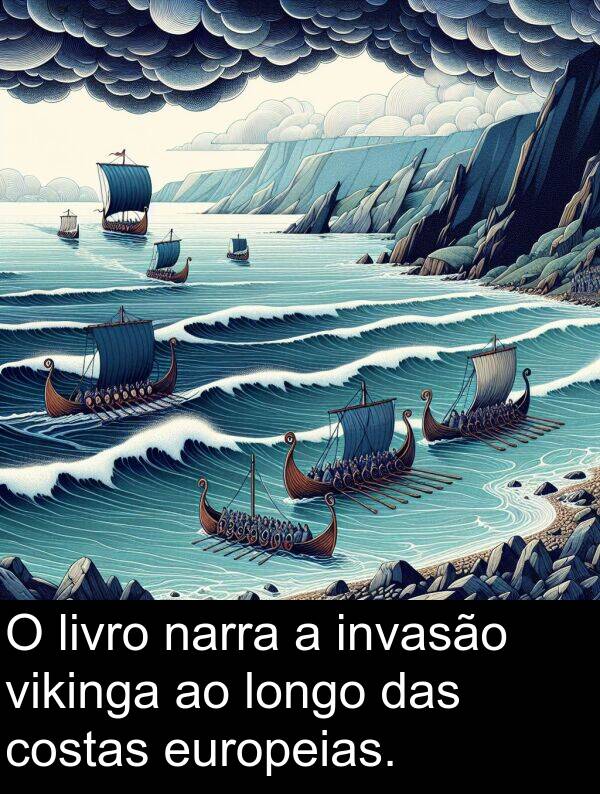 narra: O livro narra a invasão vikinga ao longo das costas europeias.