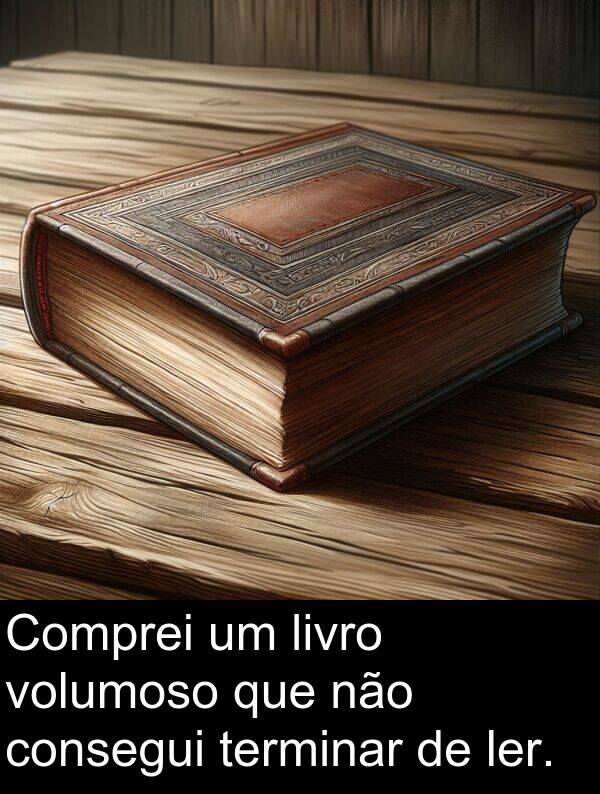 consegui: Comprei um livro volumoso que não consegui terminar de ler.