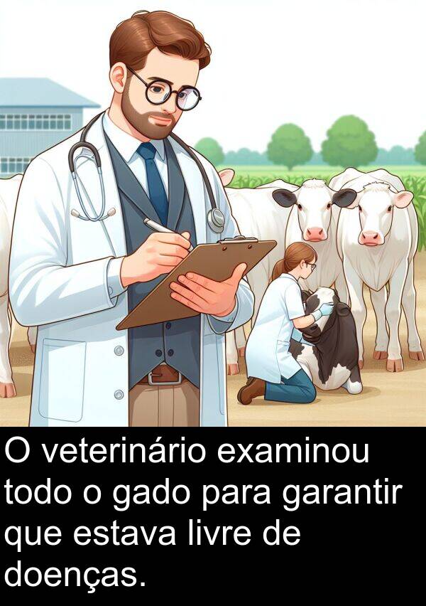 gado: O veterinário examinou todo o gado para garantir que estava livre de doenças.