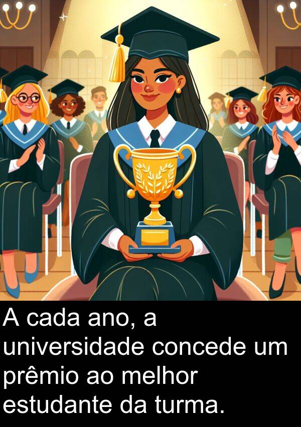 melhor: A cada ano, a universidade concede um prêmio ao melhor estudante da turma.
