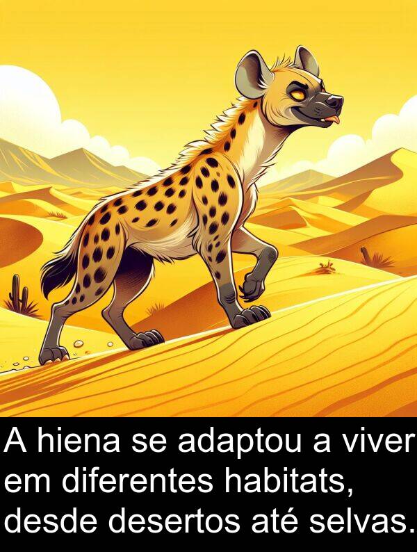 adaptou: A hiena se adaptou a viver em diferentes habitats, desde desertos até selvas.