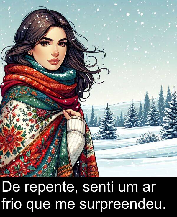 senti: De repente, senti um ar frio que me surpreendeu.