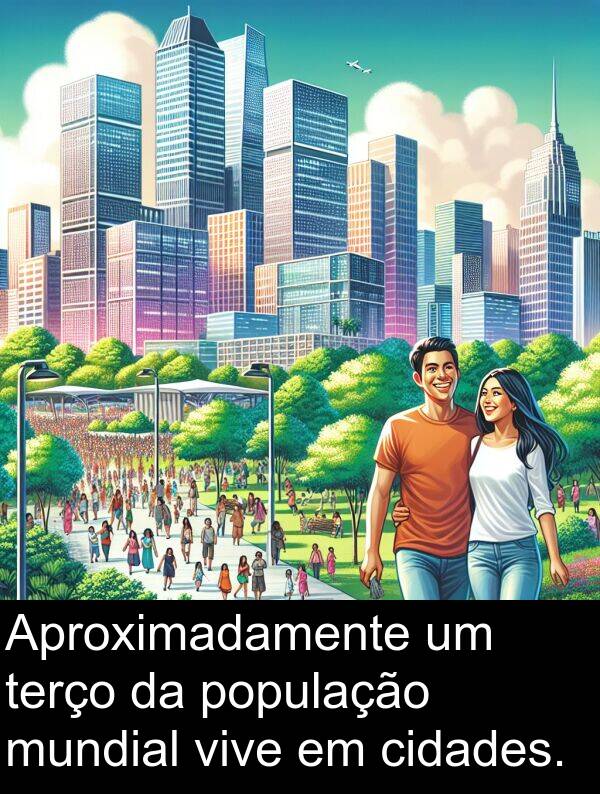 população: Aproximadamente um terço da população mundial vive em cidades.