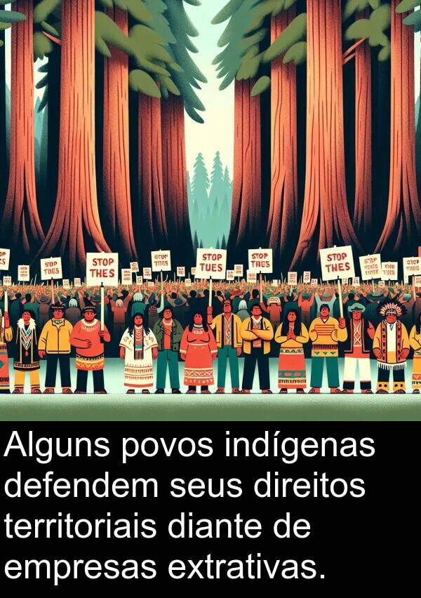 diante: Alguns povos indígenas defendem seus direitos territoriais diante de empresas extrativas.