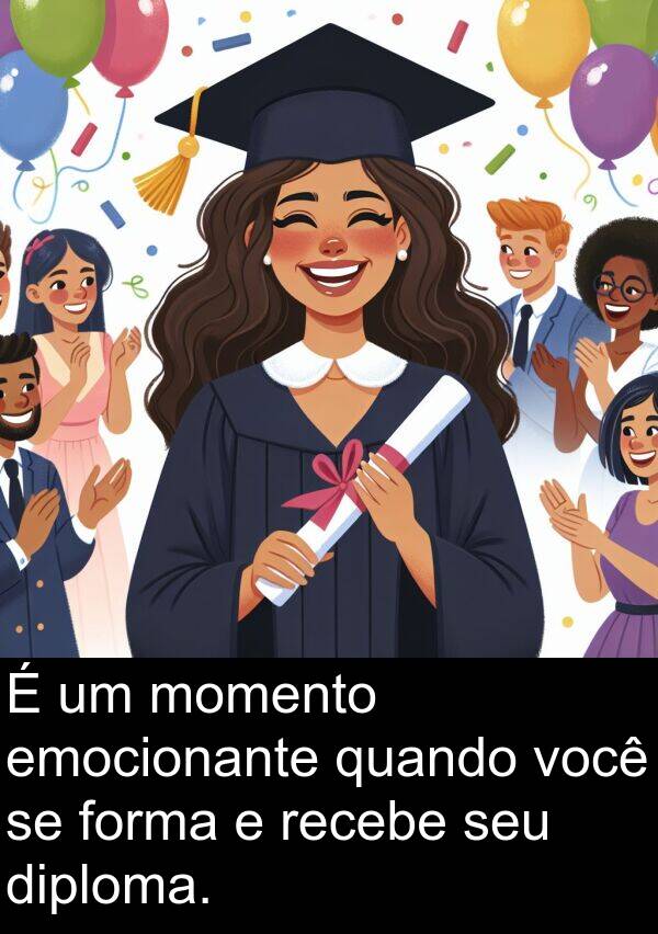 momento: É um momento emocionante quando você se forma e recebe seu diploma.