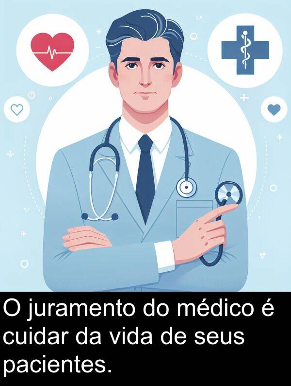 pacientes: O juramento do médico é cuidar da vida de seus pacientes.