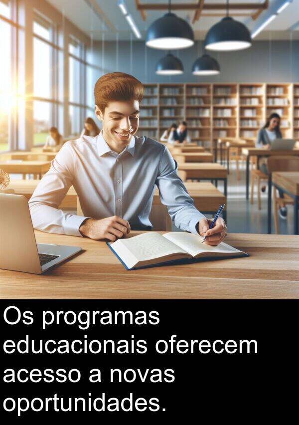 oferecem: Os programas educacionais oferecem acesso a novas oportunidades.
