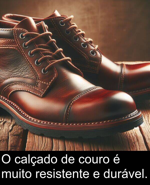 couro: O calçado de couro é muito resistente e durável.