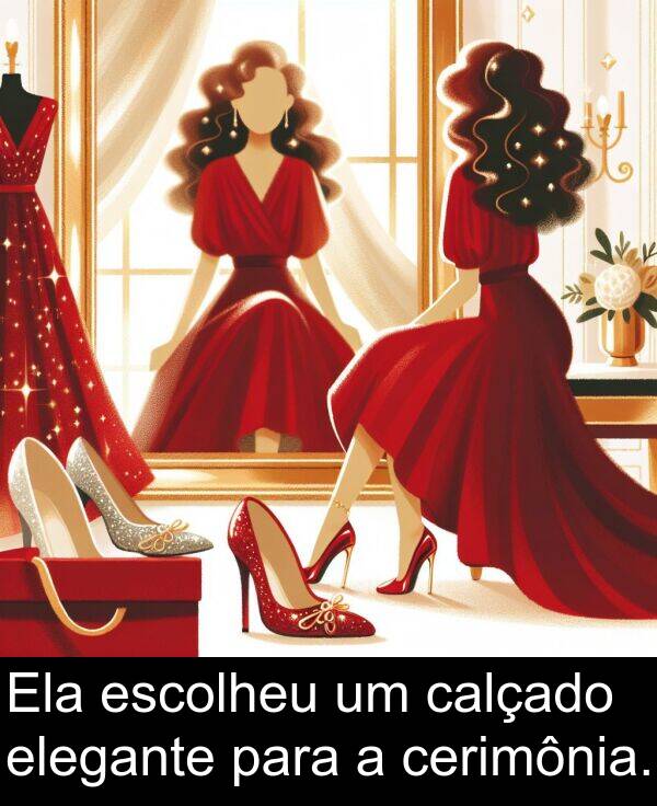 elegante: Ela escolheu um calçado elegante para a cerimônia.