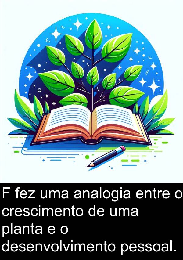 planta: F fez uma analogia entre o crescimento de uma planta e o desenvolvimento pessoal.