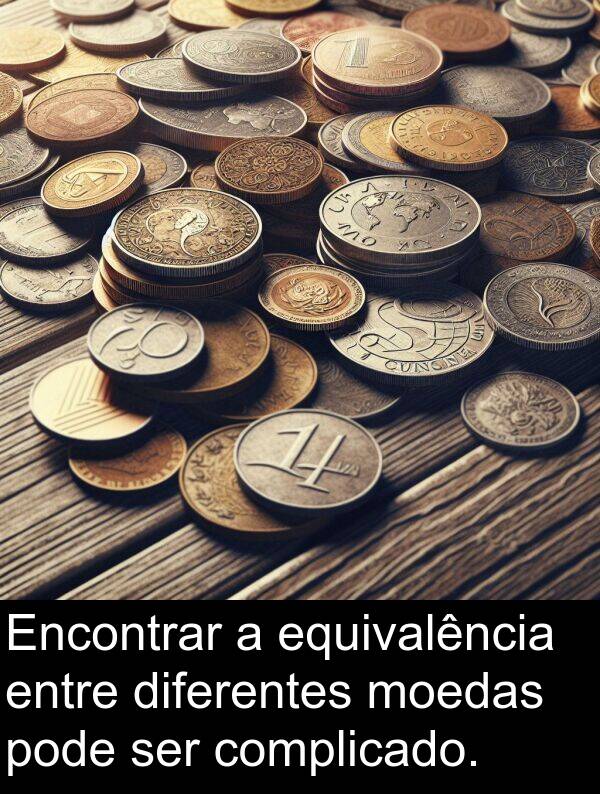 diferentes: Encontrar a equivalência entre diferentes moedas pode ser complicado.