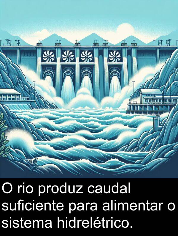 caudal: O rio produz caudal suficiente para alimentar o sistema hidrelétrico.