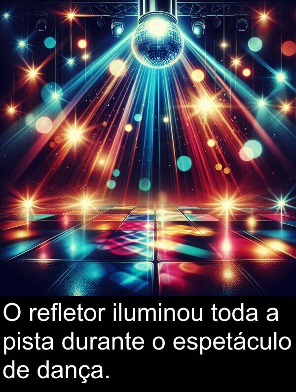 dança: O refletor iluminou toda a pista durante o espetáculo de dança.