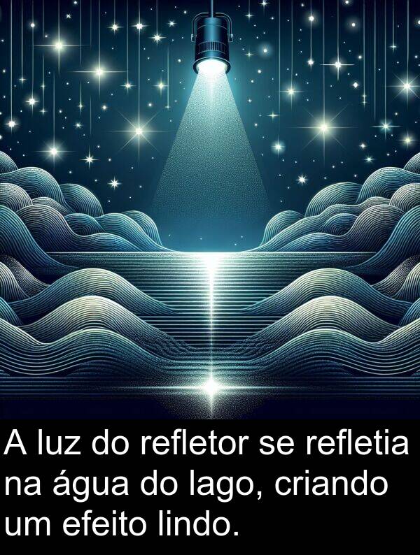 lago: A luz do refletor se refletia na água do lago, criando um efeito lindo.