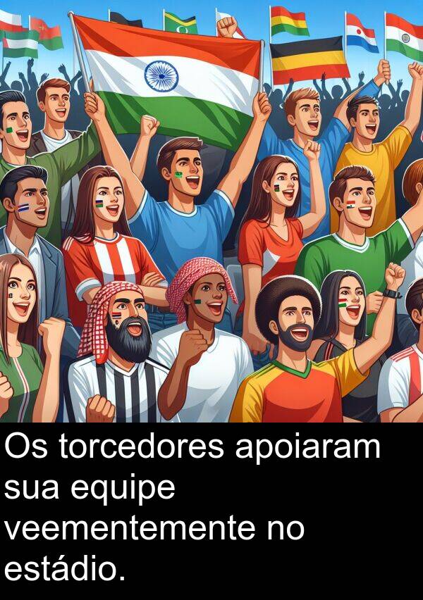 veementemente: Os torcedores apoiaram sua equipe veementemente no estádio.
