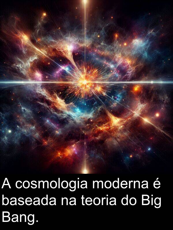 teoria: A cosmologia moderna é baseada na teoria do Big Bang.
