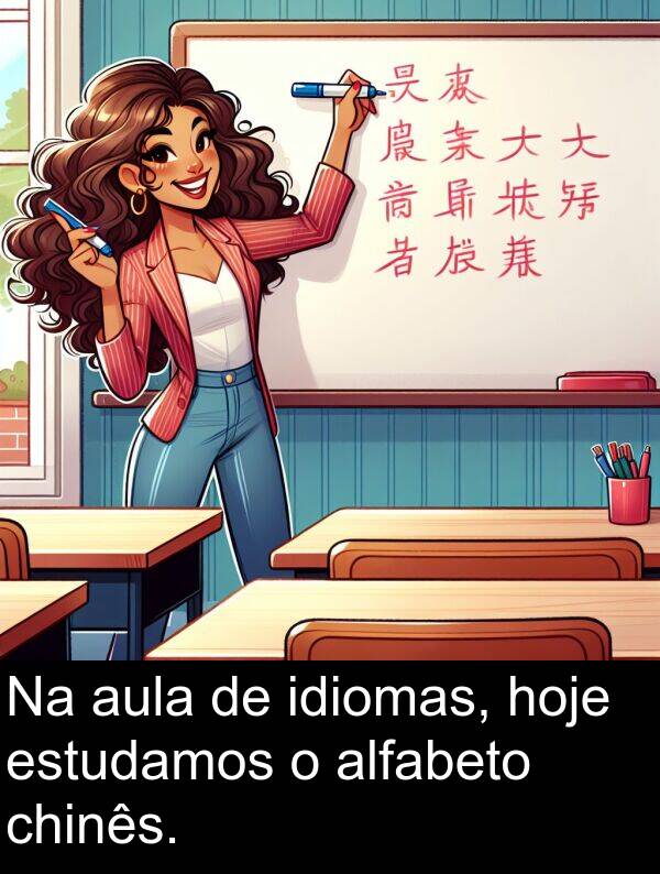 alfabeto: Na aula de idiomas, hoje estudamos o alfabeto chinês.