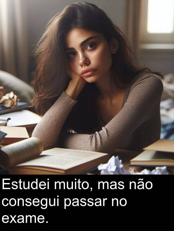 não: Estudei muito, mas não consegui passar no exame.