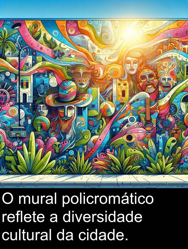 mural: O mural policromático reflete a diversidade cultural da cidade.