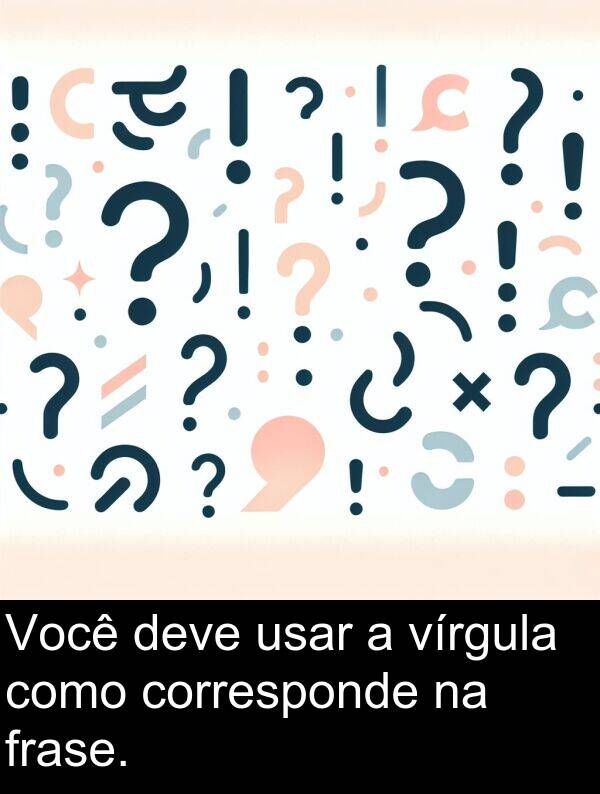 como: Você deve usar a vírgula como corresponde na frase.