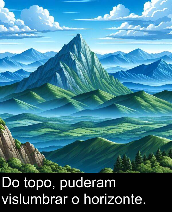vislumbrar: Do topo, puderam vislumbrar o horizonte.