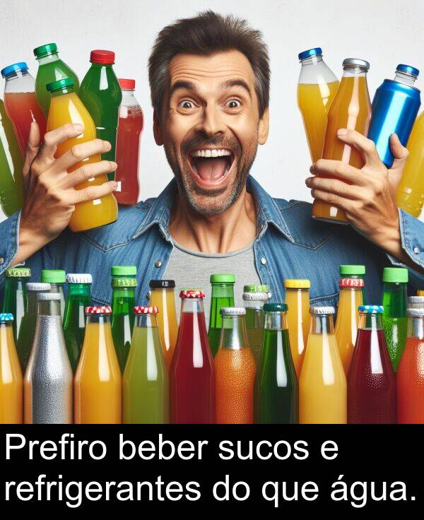 água: Prefiro beber sucos e refrigerantes do que água.