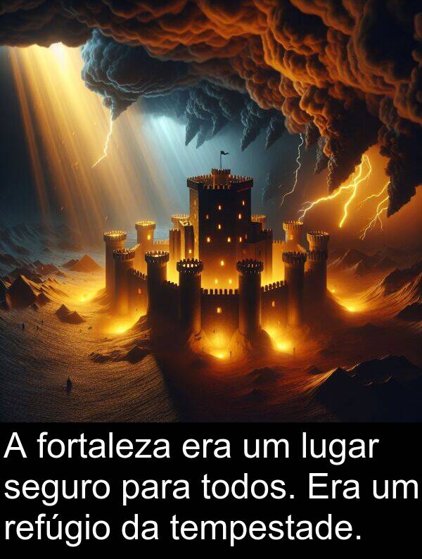 lugar: A fortaleza era um lugar seguro para todos. Era um refúgio da tempestade.