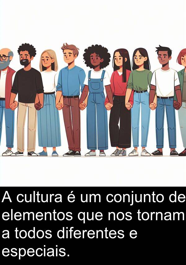 tornam: A cultura é um conjunto de elementos que nos tornam a todos diferentes e especiais.
