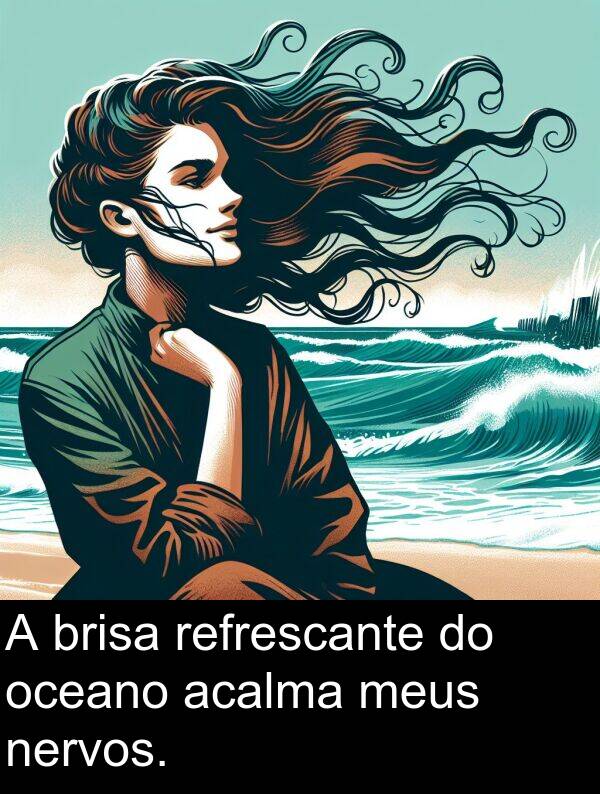 nervos: A brisa refrescante do oceano acalma meus nervos.