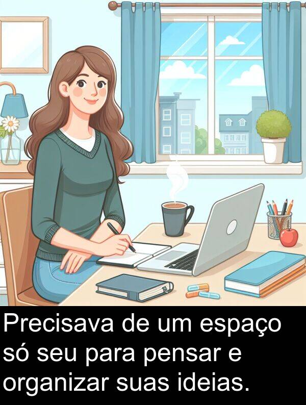 suas: Precisava de um espaço só seu para pensar e organizar suas ideias.