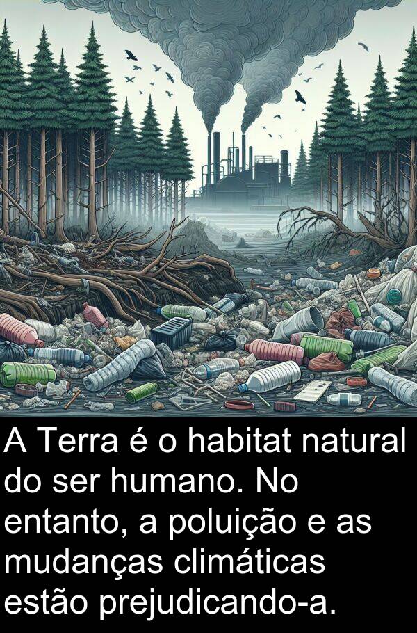 natural: A Terra é o habitat natural do ser humano. No entanto, a poluição e as mudanças climáticas estão prejudicando-a.