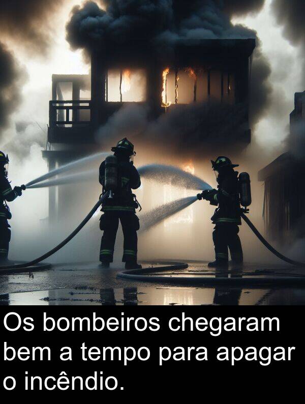 tempo: Os bombeiros chegaram bem a tempo para apagar o incêndio.