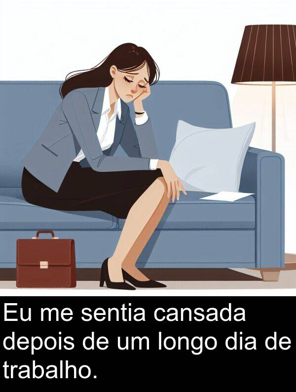 sentia: Eu me sentia cansada depois de um longo dia de trabalho.