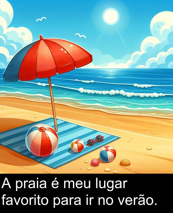 para: A praia é meu lugar favorito para ir no verão.