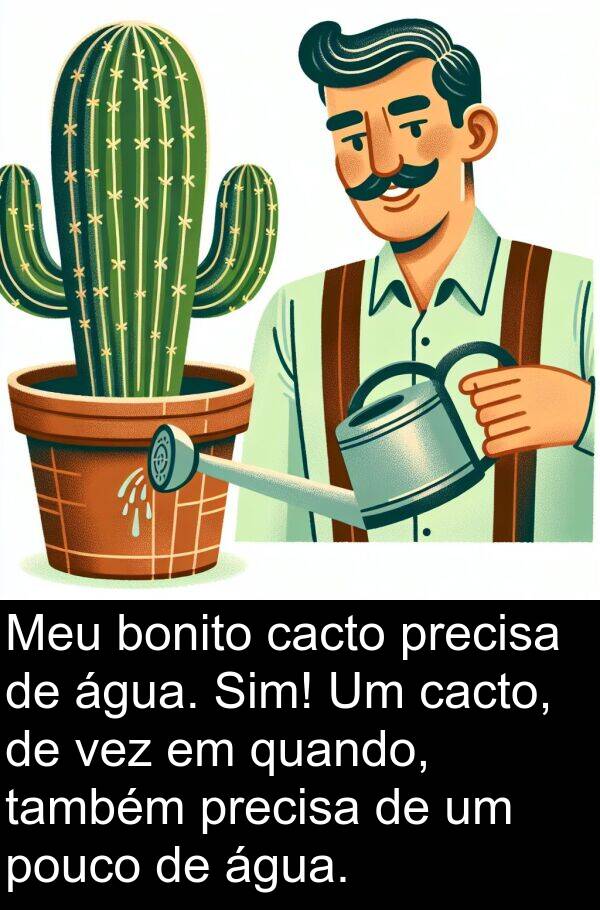 vez: Meu bonito cacto precisa de água. Sim! Um cacto, de vez em quando, também precisa de um pouco de água.