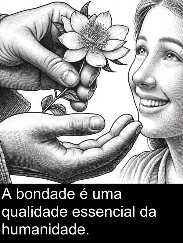 essencial: A bondade é uma qualidade essencial da humanidade.