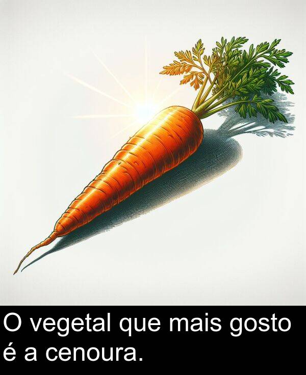 vegetal: O vegetal que mais gosto é a cenoura.